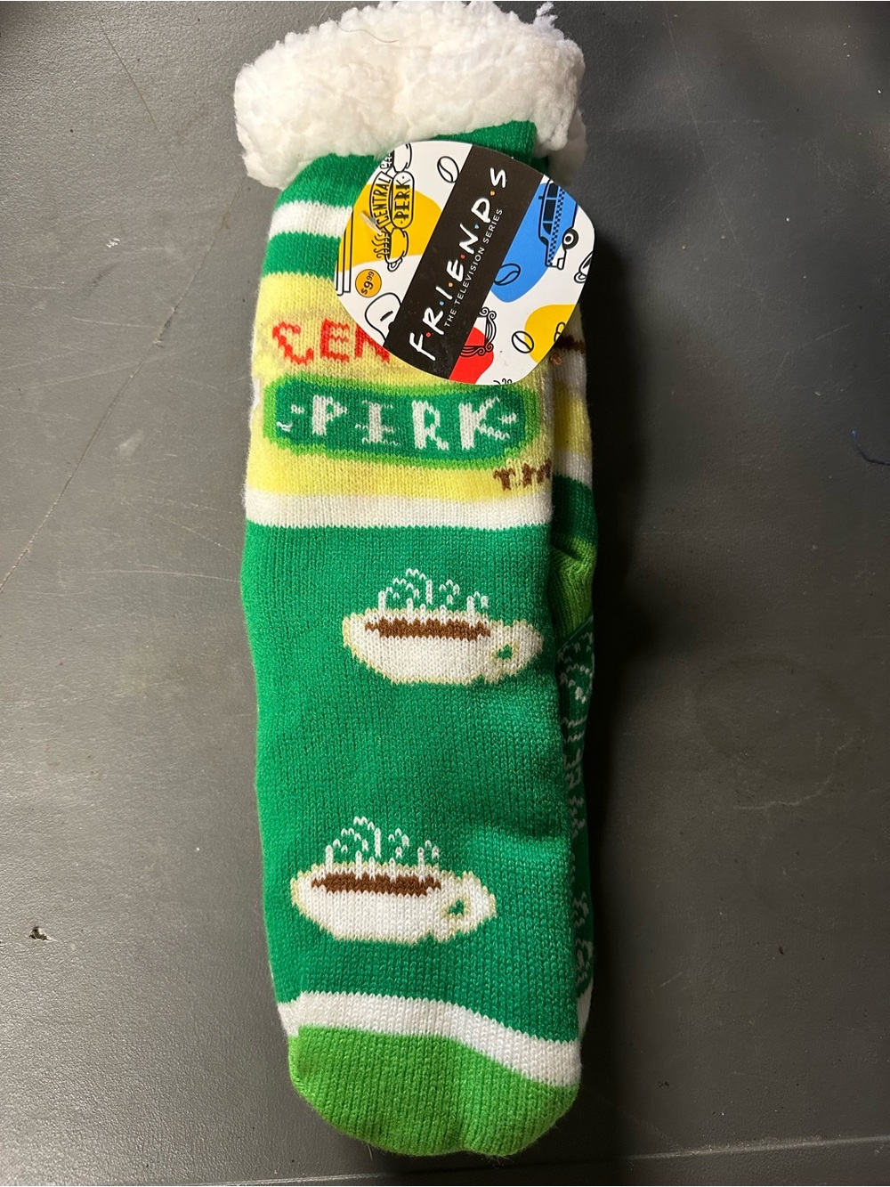 FRIENDS Green, White & Yellow Central Perk Coffee Sherpa-Trim Socks